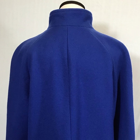 Vintage Komitor Womens Oversized Wool Trench Coat Size 8 Long Overcoat Twee Blue - Picture 11 of 16